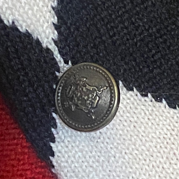 Tabi Merino Wool Retro Preppy Argyle coat of arms button up cardigan. Sz S - Picture 16 of 16